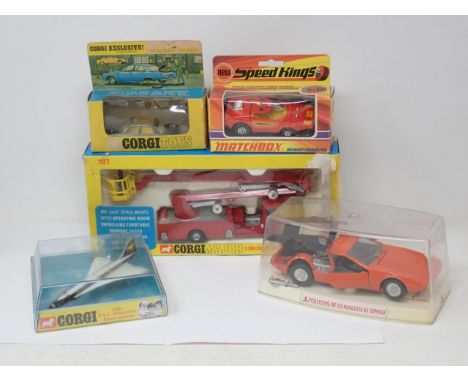 A boxed Corgi Major No.1127 Snorkel Fire Engine, box end torn, a boxed Corgi Toys No.1309 Concorde, boxed Corgi No.275 Rover 