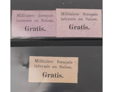 Portofreimarke für die Bourbaki-Armee 1871; Kat.-Wert: ca. 400,-€ 3 Marken der Nr. 1 in ungebrauchter Erhaltung. | Postage pa