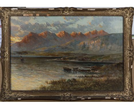 A gilt framed oil on canvas depicting Loch Eishort, Skye signed Graham Williams 24cm x 76cm