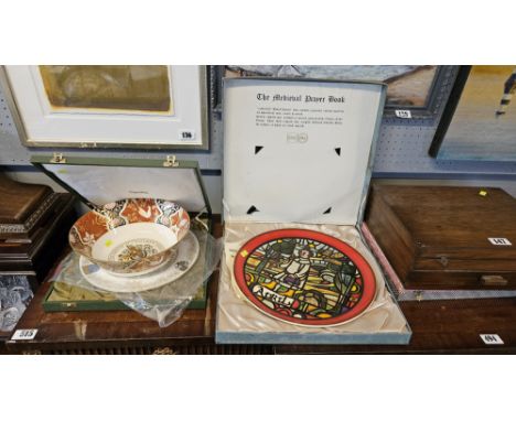 Ltd edition Poole "April" Charger, Royal Worcester Golden Jubilee Bowl &amp; Spode horse racing plate