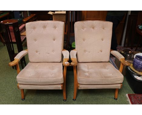 Pair of Light oak upholstered Parker Knoll Chairs 