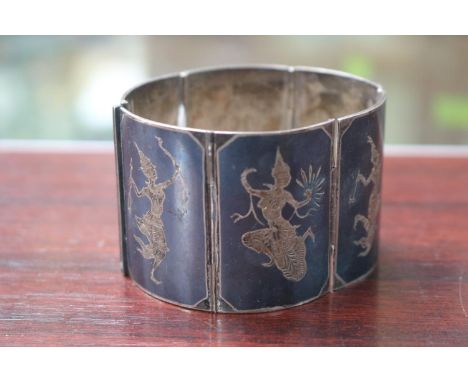 Siam Silver Articulated Bangle 93g total weight 
