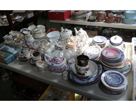 Extensive collection of English Tea cups and saucers Teapots, Spode, H &amp; R Daniel, New hall etc 