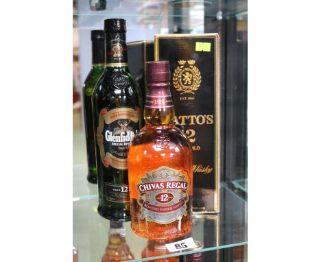 Boxed Cattos 12 Year Scotch Whisky, Glenfiddich Special Reserve &amp; a Bottle of Chivas Regal 12 Year 