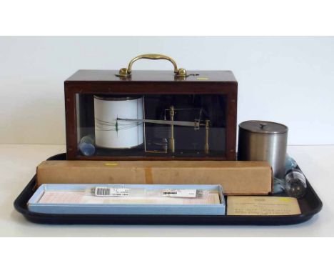 Barograph with papers and thermometer. Condition report: see terms and conditions