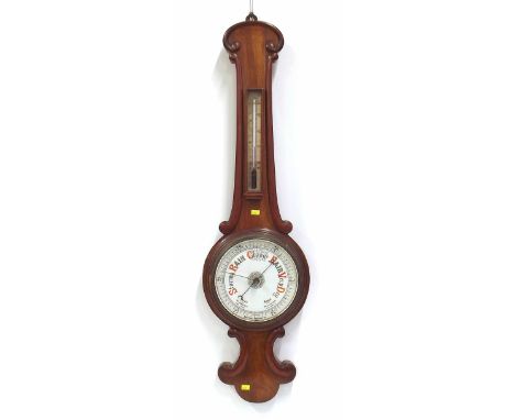 Victorian mahogany barometer. Condition report: see terms and conditions