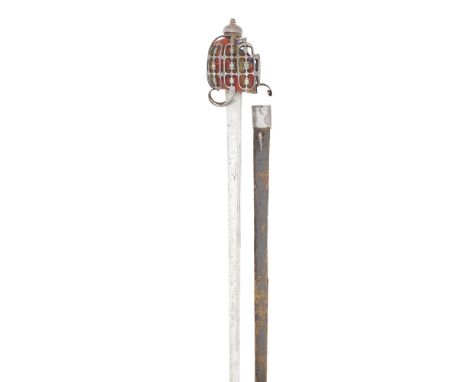 A Fine Military Officer's Basket-Hilted Backsword Of So-Called 'Pinch Of Snuff' Type  Late 18th CenturyWith tapering blade do