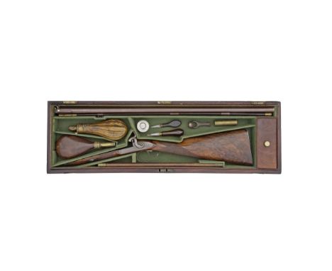 A Cased 14-Bore Percussion D.B. Sporting GunBy J. Purdey, 314½ Oxford Street, London, No. 4048 For 1845With rebrowned damascu