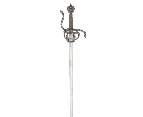 A Fine And Rare German Rapier With Gold And Silver Decorated Hilt Early 17th CenturyWith tapering double-edged blade (small c