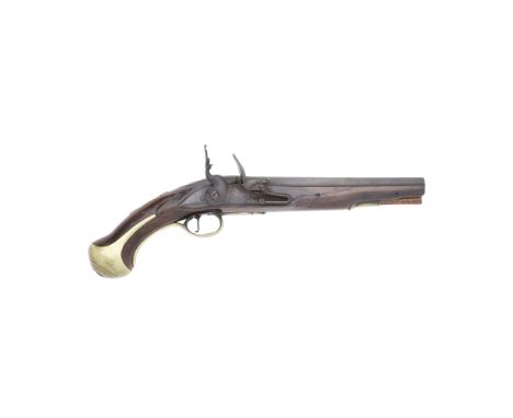 A Rare 20-Bore Flintlock 1738 Pattern Land Service Pistol By Jordan, Dated 1743With shortened darkly russet barrel and tang, 