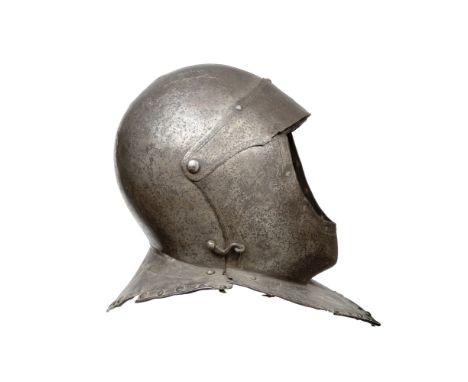 A North European Cuirassier Helmet Of Siege WeightCirca 1630With heavy two-piece skull riveted together and bordered by doubl