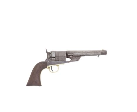 A Richards Conversion Colt 1860 Model Army Centre-Fire RevolverNo. 200291, Circa 1873-78The shortened barrel with New-York ad