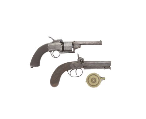 A 120-Bore Percussion Transitional Six-Shot Revolver, And A 50-Bore Percussion D.B. Box-Lock Travelling PistolThe First Signe