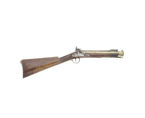 A Brass-Barrelled Flintlock Blunderbuss With Spring BayonetSigned Twigg, London, Circa 1815With two-stage barrel turned and b