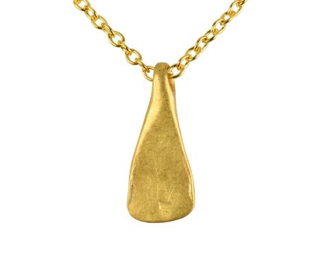 Ca. 700-900 ADA beautiful gold pendant with an integral loop shaped like a bearded Viking axe head.For more information on Vi