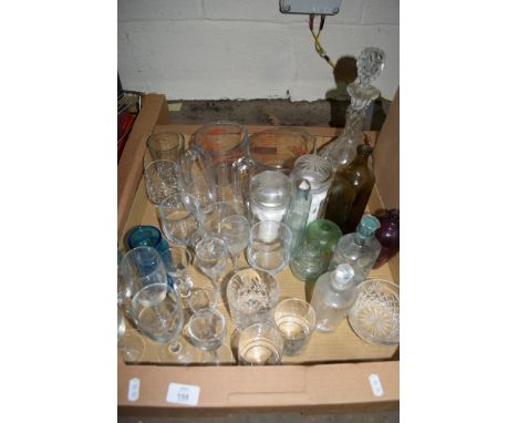 BOX CONTAINING VARIOUS GLASS WARES INCLUDING DECANTER ETC