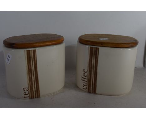 PAIR OF VINTAGE RAYWARE KITCHEN CANISTERS
