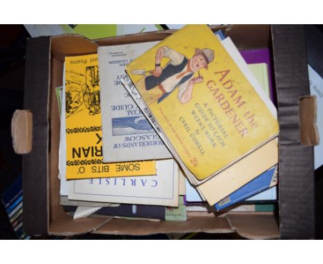 BOX CONTAINING EPHEMERA ETC INCLUDING OFFICIAL TRAMWAY GUIDE, GLASGOW, CARLISLE BOOK OF WORDS, SOUVENIR PROGRAM FOR THE CARLI