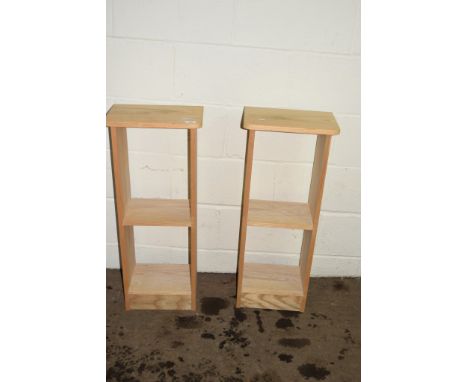 PAIR OF MODERN PINE SMALL SHELF UNITS, EACH APPROX 35CM WIDE