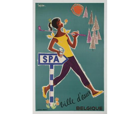 ANONYMOUS,'Hausglustaine, Spa,' 1950s,Lithograph (on linen),99.5 x 62.5 cm