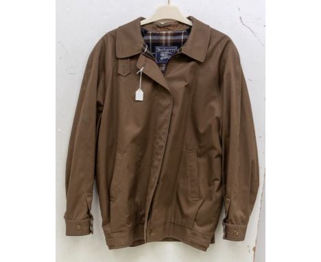 Waterproof gents Burberry's (before 1991 changeover) jackets; lined with the famous Burberry's check, in beige, red/black/gre