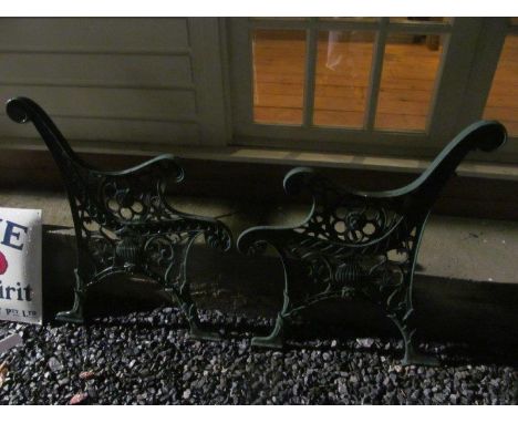 Pair of Cast Iron Garden Bench Ends