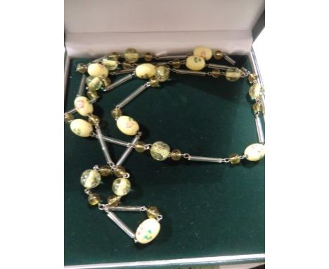 Unusual Floral Ceramic Necklace Modern