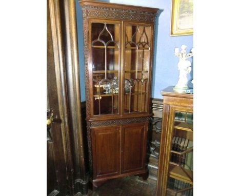 Mahogany Chippendale Glazed Front Corner Cabinet 30 Inches Wide x 79 Inches High