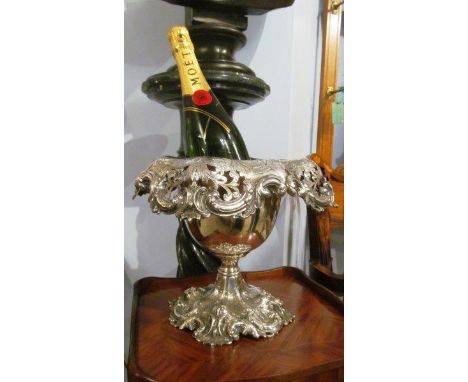 Antique Solid Silver Finely Rococo Decorated Champagne Bucket with American Assay Marks 11 Inches High Approximately with Vin