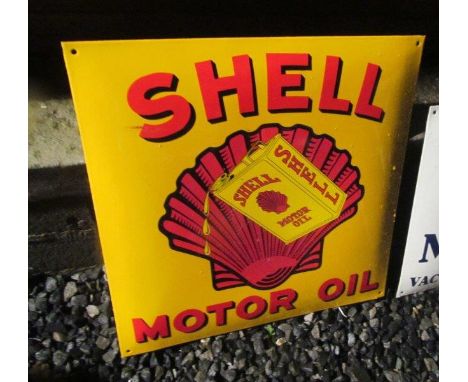 Shell Motor Oil Enamel Garage Sign 21 Inches x 21 Inches