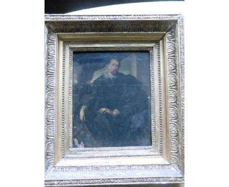 Old Master School Portrait of a Gentleman Oil on Panel Contained within Gilded Frame 8 Inches High x 7 Inches Wide