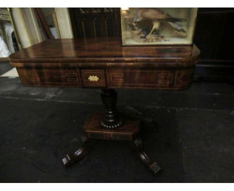 Regency Inlaid Crossbanded Folding Card Table on Carved Lion Feet 36 Inches Wide x 30 Inches High