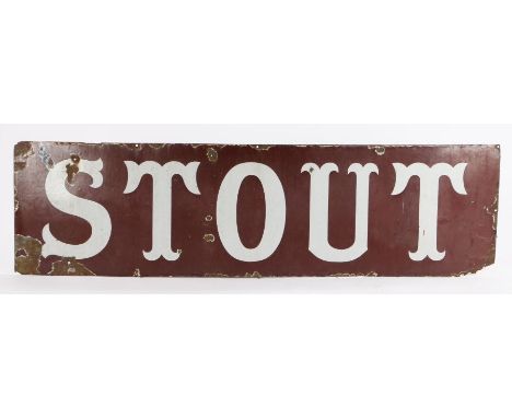 Enamel sign, the brown ground with white lettering "STOUT", 167cm x 46cm