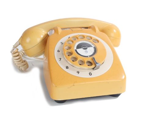 1970's/80's bright yellow plastic rotary telephone