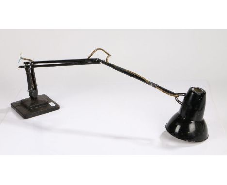 Mid 20th Century Anglepoise black desk lamp, circa 1940, cast marks 'The Anglepoise, Pat. in UK and Abroad', 'Made by Herbert
