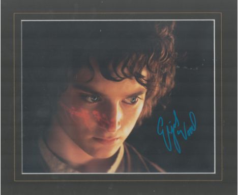 Elijah Wood signed colour Lord of the Rings photograph mounted in a frame, overall size 12x10 inches. Good condition. All aut