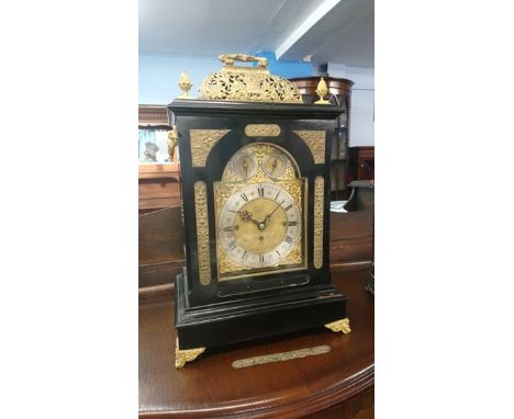 A very large ebonised bracket clock, G.H. and C. Gowland of Sunderland, with eight day movement, chiming and strike action, t