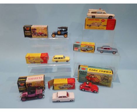 Corgi and Dinky toys to include: 256 Volkswagen in Safari trim, 252 Rover 200 and two Corgi classics, Dinky 141 Vauxhall Vict