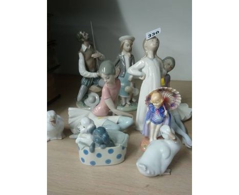 Various Lladro, Nao and Royal Doulton figures