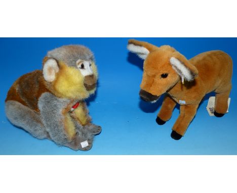 Two Steiff modern animals:  "Deb" & "Springaffe", unboxed