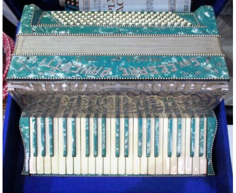 A 120 base piano accordion by Cav Cesare Pancotti, cased 