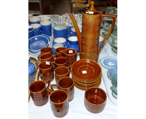A Portmeirion 'Totem' 21-piece coffee set including 9 cups and saucers