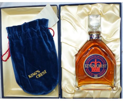 A "King's Crest" whisky decanter with 25 year old whisky, in original box