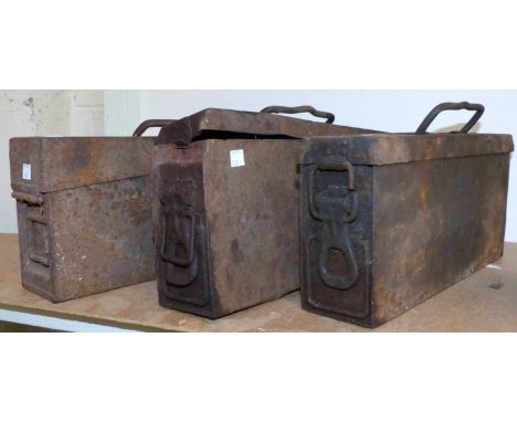 Three WWII German ammunition boxes