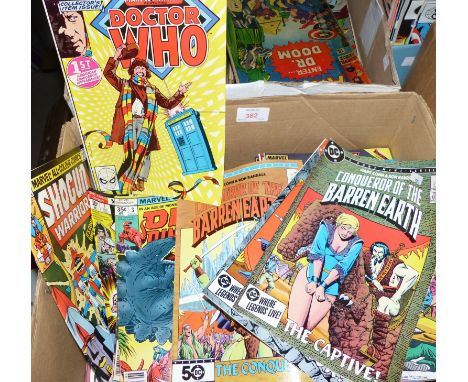 A selection of MARVEL and DC comics including the first American comic book appearance of Tom Baker as Dr Who