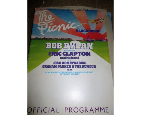 Bob Dylan at Blackpool Aerodrome, programme, 6 other rock concert programmes