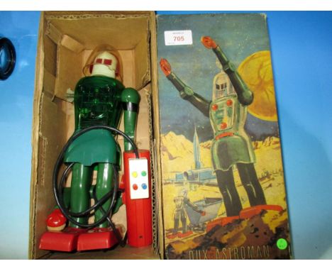 A mid 20th century "Dux Astroman" battery operated robot toy, in original box