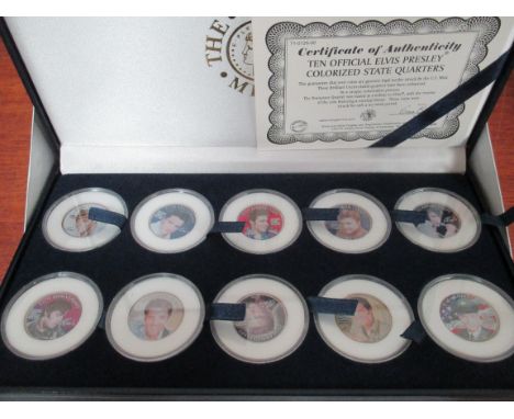 Elvis Presley:  a collection of colourised US State quarters, in presentation box