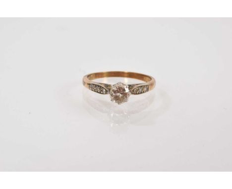 Diamond single stone ring with a brilliant cut diamond estimated to weigh approximately 0.30cts in platinum claw setting with