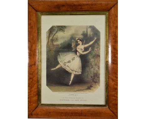 After John Brandard, hand-coloured lithograph of the ballet dancer Carlotta Grisi, "in the favourite ballet of Giselle; ou Le